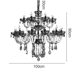 Elegante lámpara de araña de cristal de color coñac europeo, luz de techo con cuerpo de vidrio de doble capa, 12 + 6 luces