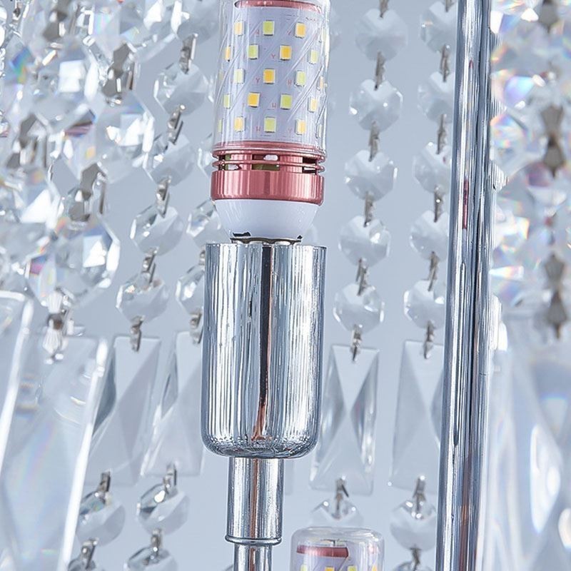 Lámpara de araña de cristal retro, lámpara de techo de cristal de lujo americana con 18 luces