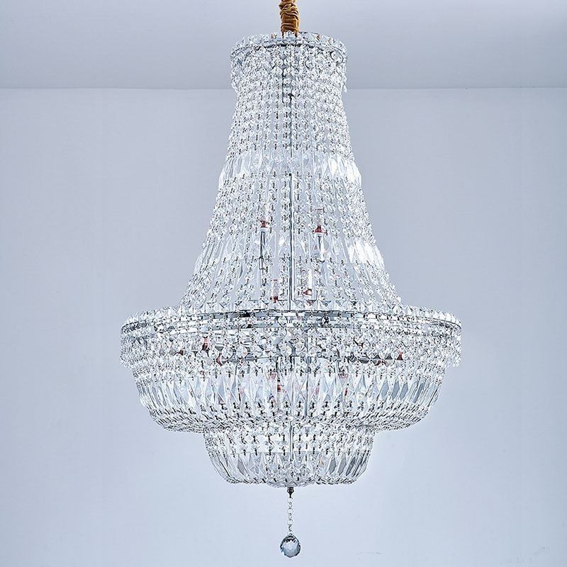 Lámpara de araña de cristal retro, lámpara de techo de cristal de lujo americana con 18 luces