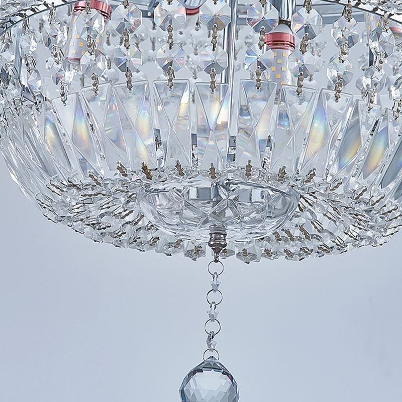Lámpara de araña de cristal retro, lámpara de techo de cristal de lujo americana con 18 luces