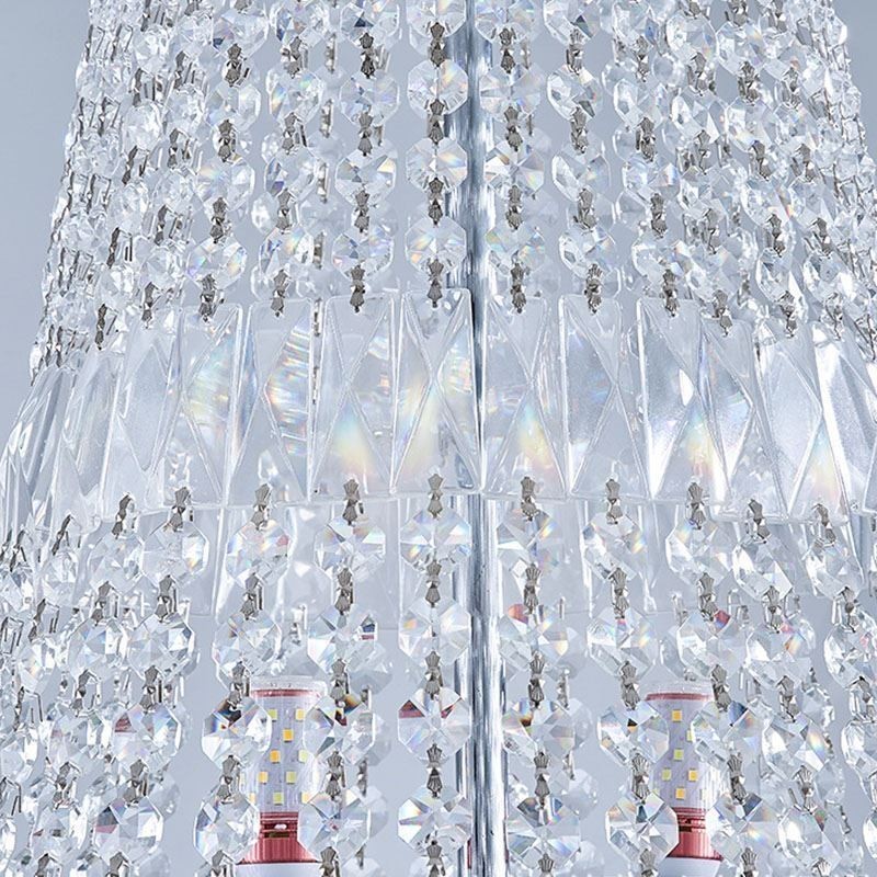Lámpara de araña de cristal retro, lámpara de techo de cristal de lujo americana con 18 luces