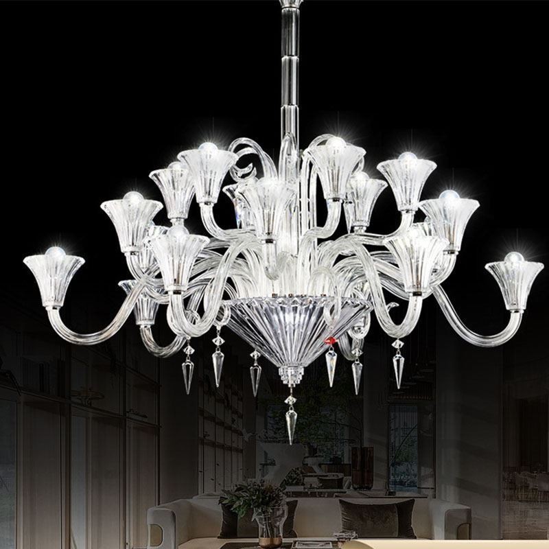 Lámpara de techo decorativa de cristal europeo con 18 luces