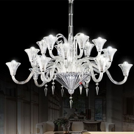 Lámpara de techo decorativa de cristal europeo con 18 luces