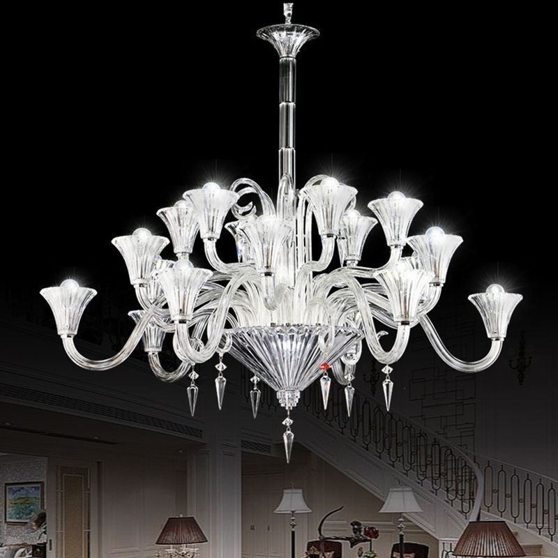 Lámpara de techo decorativa de cristal europeo con 18 luces