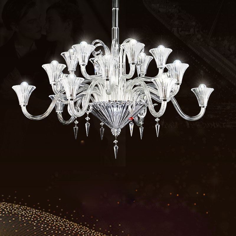 Lámpara de techo decorativa de cristal europeo con 18 luces