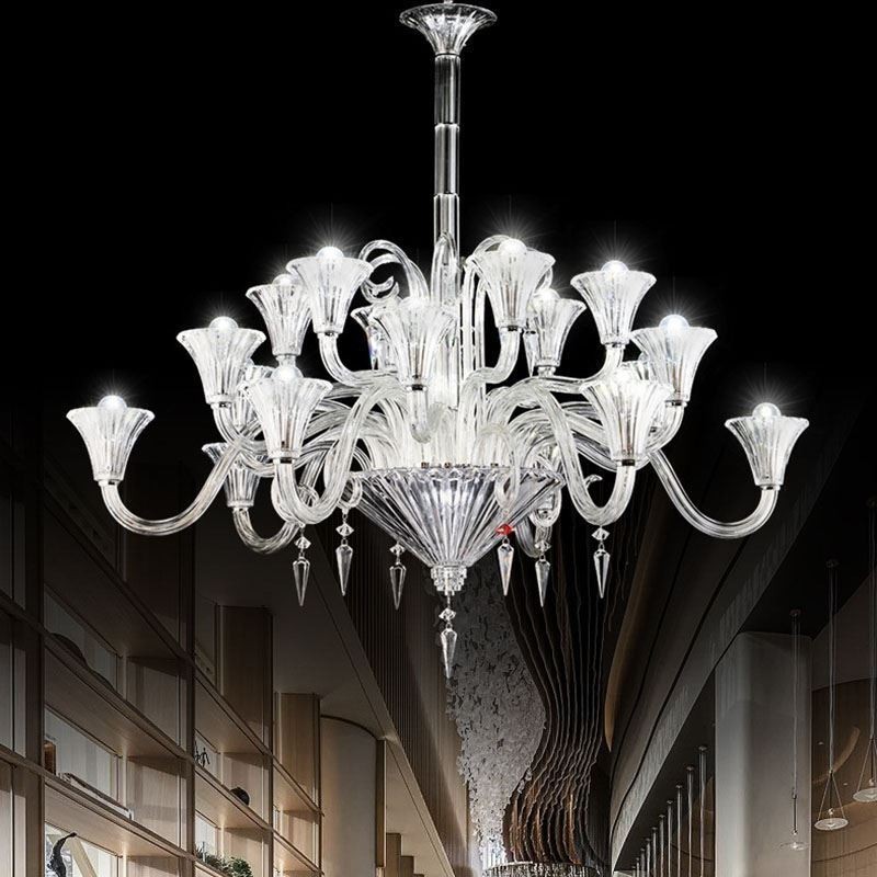 Lámpara de techo decorativa de cristal europeo con 18 luces