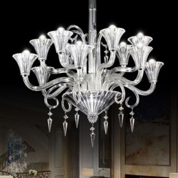 Lámpara de techo decorativa de cristal europea con 12 luces