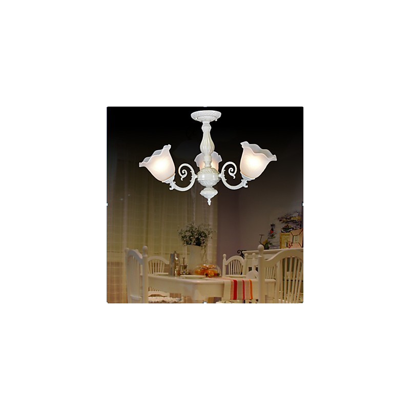 Lámpara empotrada de tres luces, estilo retro europeo clásico, color blanco