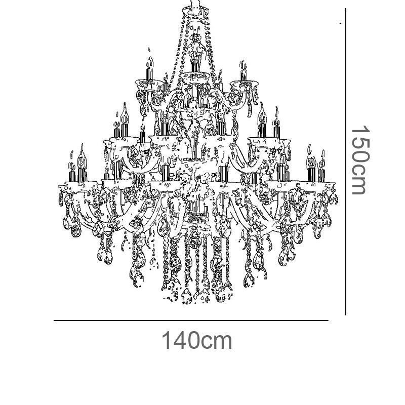Lámpara de techo decorativa de cristal de lujo con 32 luces