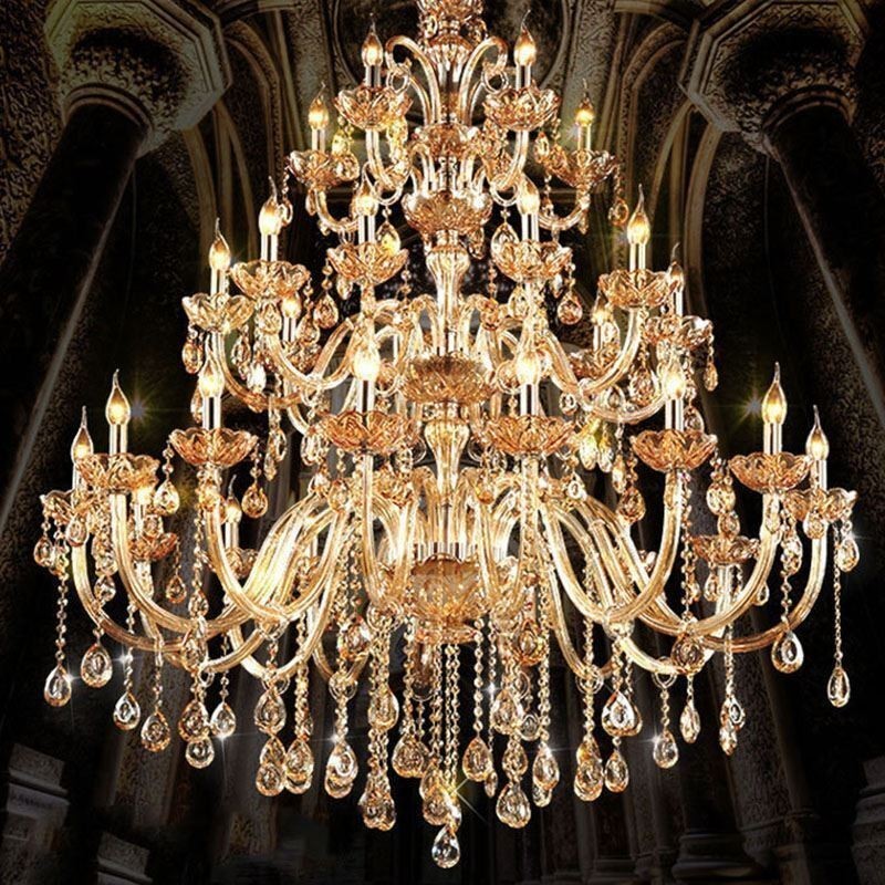 Lámpara de techo de lujo de cristal europeo con 30 luces