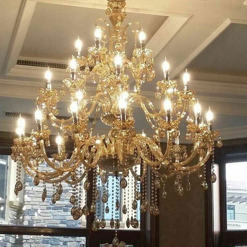 Lámpara de techo de lujo de cristal europeo con 30 luces