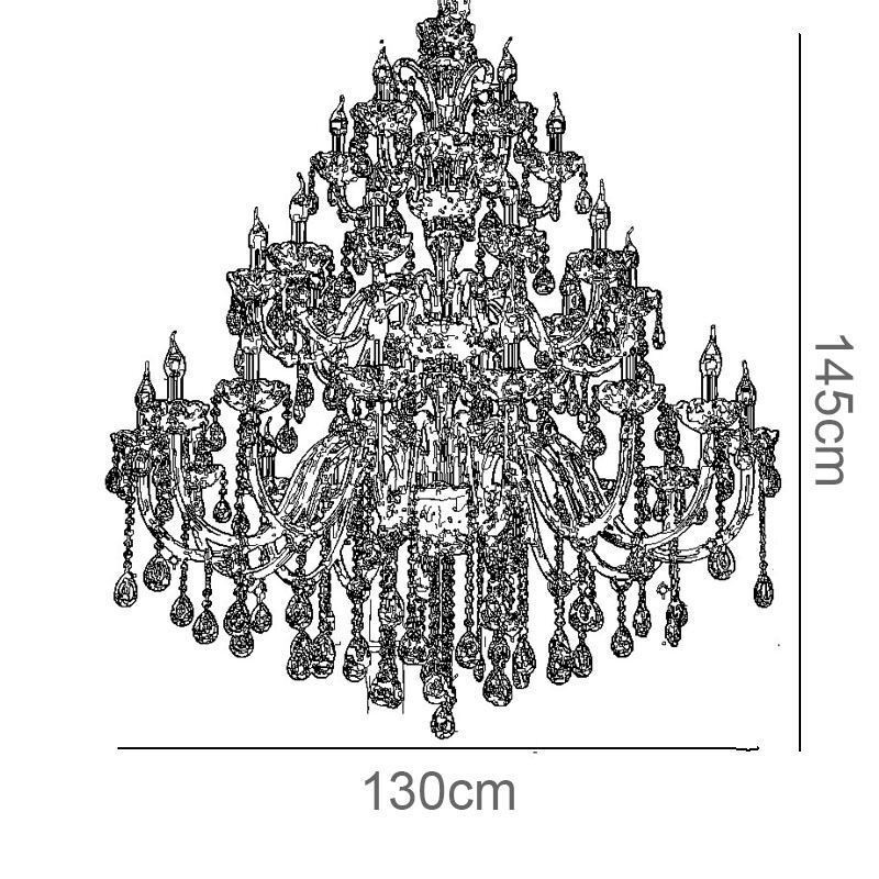 Lámpara de techo de lujo de cristal europeo con 30 luces