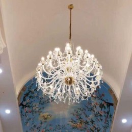 Lámpara de araña de cristal europea con 32 luces, lámpara de techo decorativa de lujo