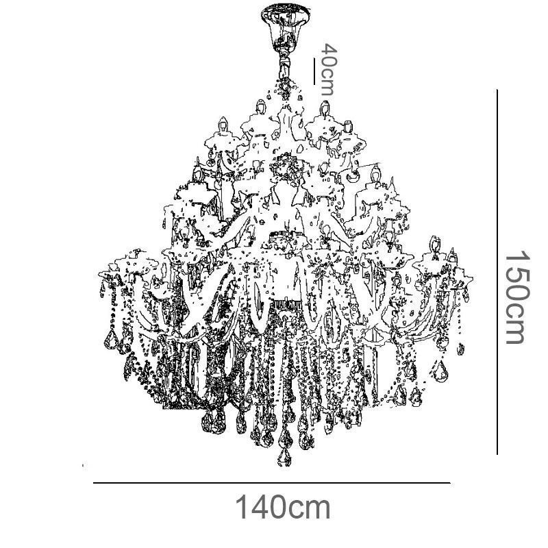Lámpara de araña de cristal europea con 32 luces, lámpara de techo decorativa de lujo