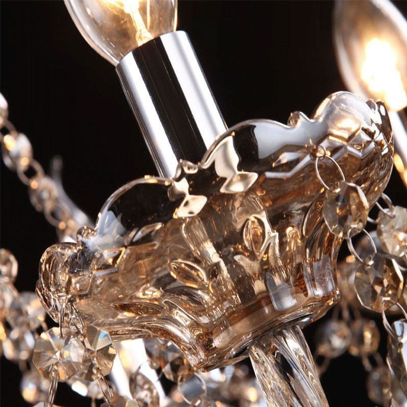 Lámpara de techo de cristal europea color coñac con 40 luces