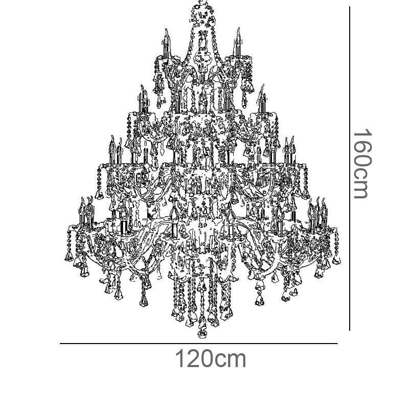 Lámpara de techo de cristal europea color coñac con 40 luces