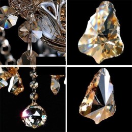 Lámpara de techo de cristal europea color coñac con 40 luces