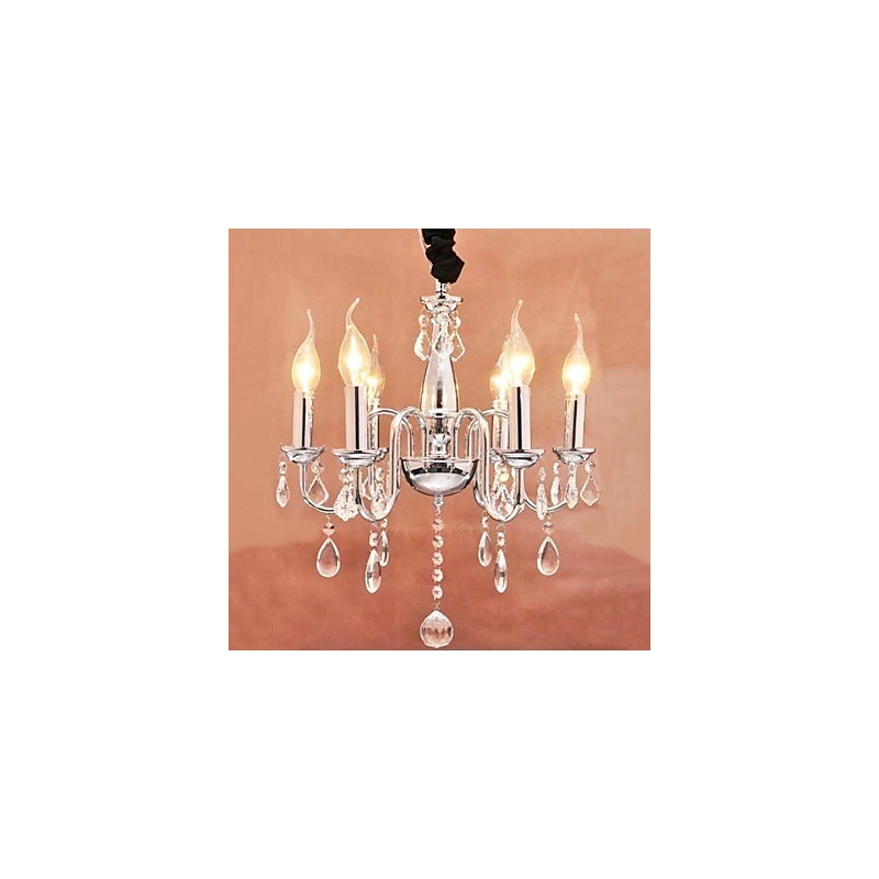 Lámpara colgante de cristal de 6 luces con función de vela