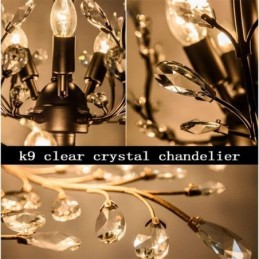 Lámpara de techo de cristal estilo araña retro negra