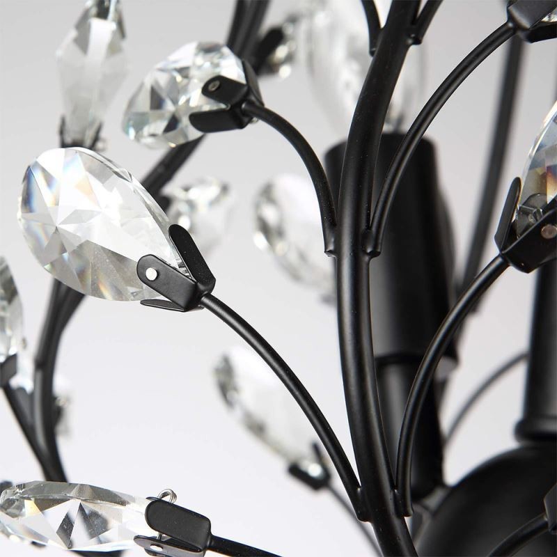 Lámpara de techo de cristal estilo araña retro negra