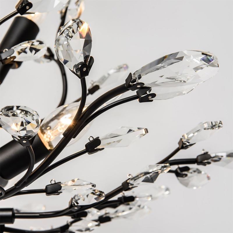 Lámpara de techo de cristal estilo araña retro negra