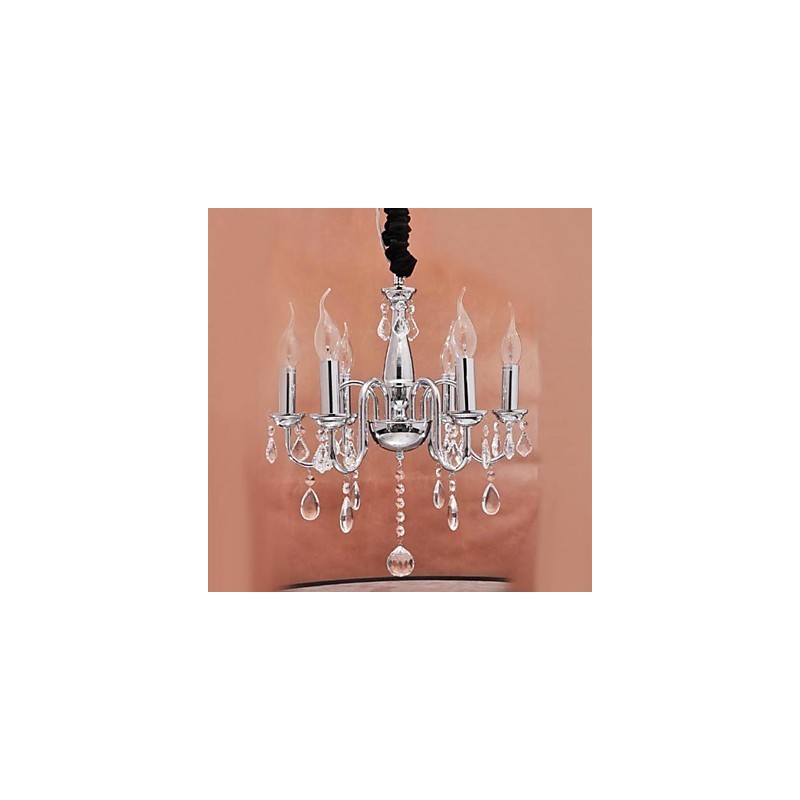 Lámpara colgante de cristal de 6 luces con función de vela