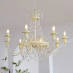 Lámpara de techo de cristal nórdico con pintura color crema