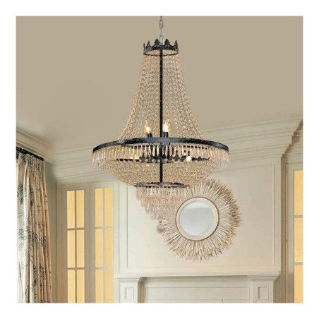 Lámpara colgante clásica de cristal estilo imperio, color negro, 9 luces Lámpara colgante clásica de cristal estilo imperio, color negro, 9 luces