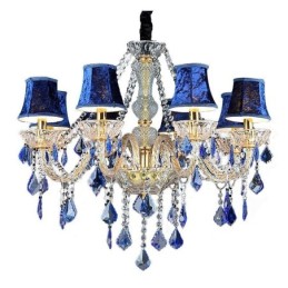 Lámpara colgante de cristal europea de lujo, luz azul