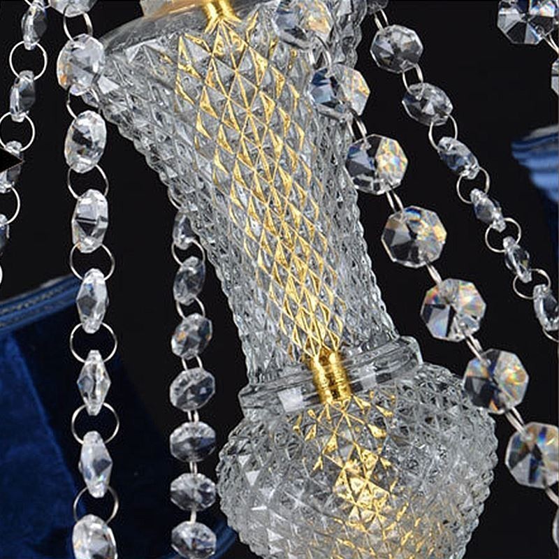 Lámpara colgante de cristal europea de lujo, luz azul