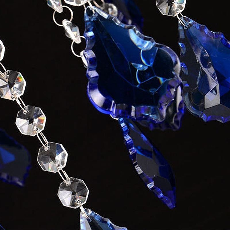 Lámpara colgante de cristal europea de lujo, luz azul