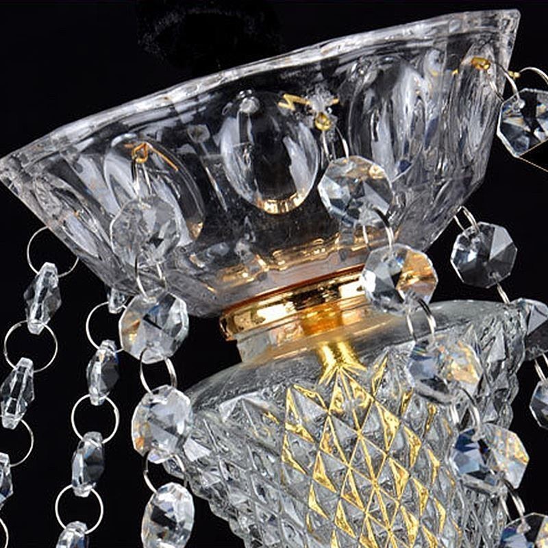Lámpara colgante de cristal europea de lujo, luz azul