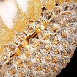 Gran lámpara de araña de cristal de lujo, lámpara de techo europea dorada