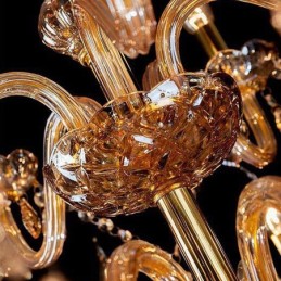Lámpara colgante de cristal europea, elegante y grande, color ámbar.