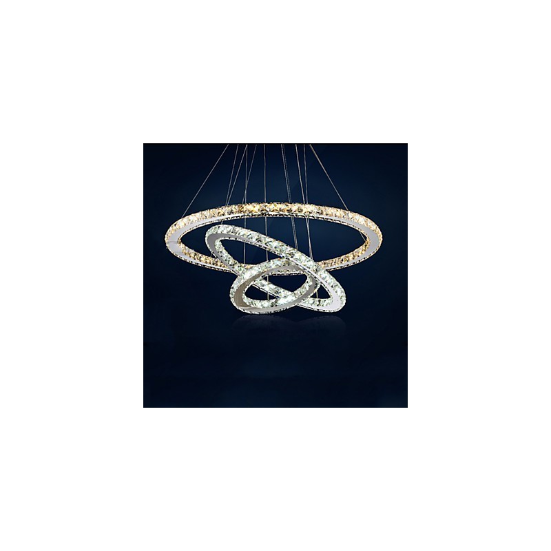 Lámparas colgantes de cristal K9 ámbar y transparente, iluminación con 3 anillos