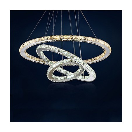 Lámparas colgantes de cristal K9 ámbar y transparente, iluminación con 3 anillos Lámparas colgantes de cristal K9 ámbar y transparente, iluminación con 3 anillos