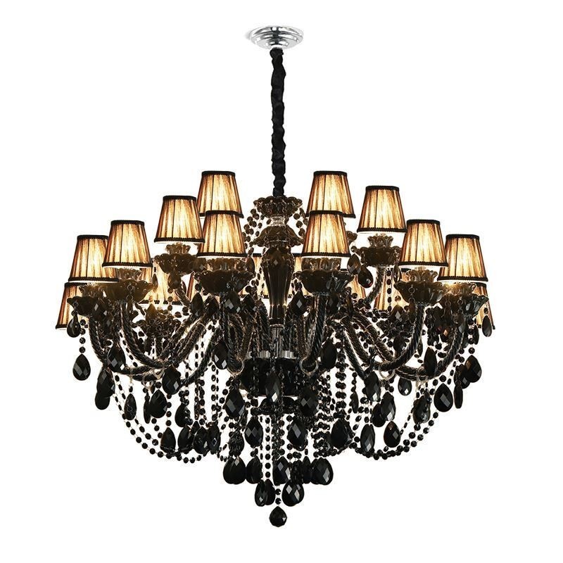 Lámpara colgante de cristal de estilo europeo de lujo, color negro