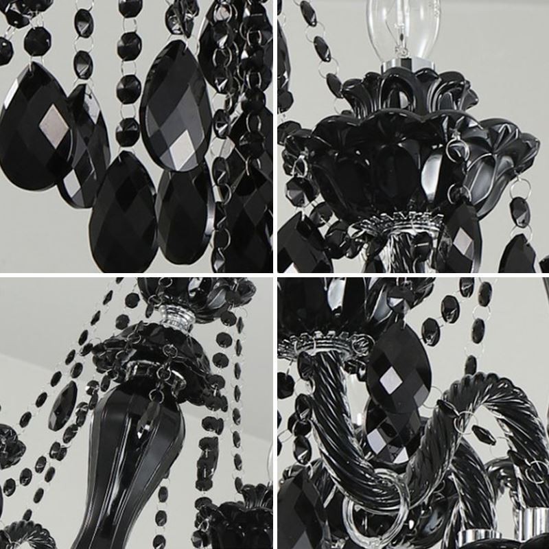 Lámpara colgante de cristal de estilo europeo de lujo, color negro