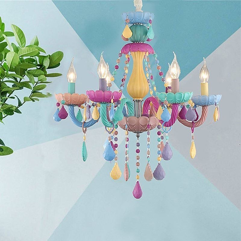 Lámpara colgante Macaron de cristal de colores europeos