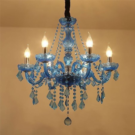 Lámpara colgante única de cristal azul de estilo europeo Lámpara colgante única de cristal azul de estilo europeo