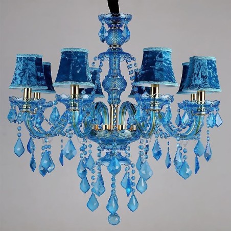 Lámpara colgante europea de gran tamaño de cristal azul Lámpara colgante europea de gran tamaño de cristal azul