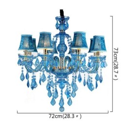 Lámpara colgante europea de gran tamaño de cristal azul