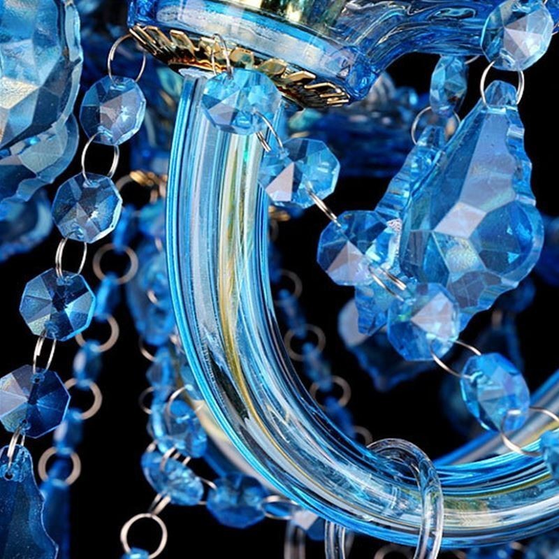 Lámpara colgante europea de gran tamaño de cristal azul