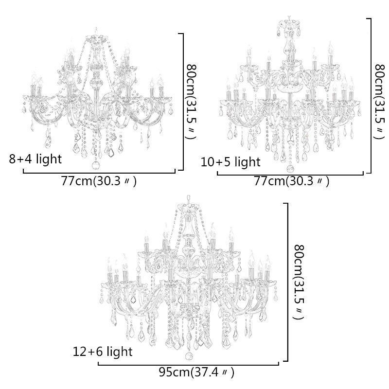 Lámpara colgante elegante de cristal europeo de gran tamaño