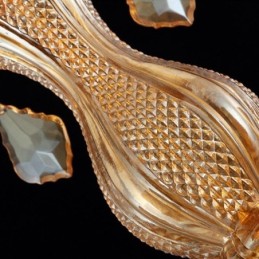 Gran lámpara de araña de cristal de lujo, lámpara de techo europea de color ámbar.