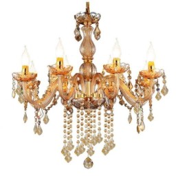 Lámpara colgante de cristal europea, elegante lámpara colgante de color ámbar.