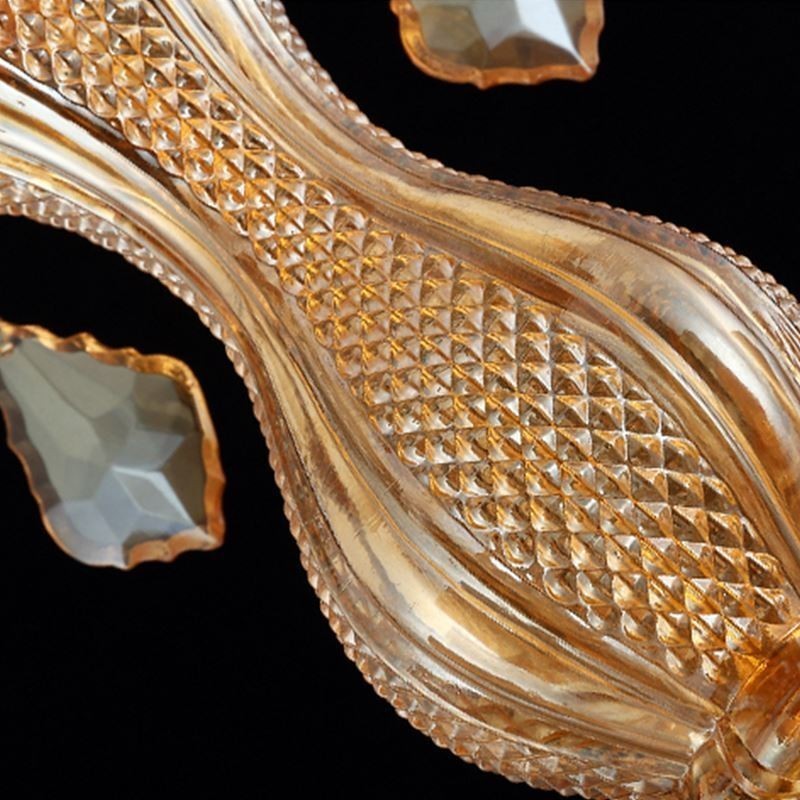 Lámpara colgante de cristal europea, elegante lámpara colgante de color ámbar.