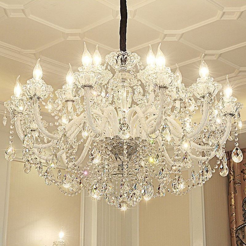 Lámpara colgante de cristal de lujo, elegante y europea.