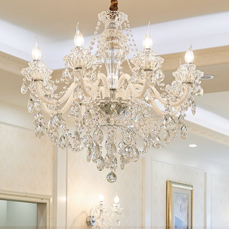 Lámpara colgante de cristal de lujo, elegante y europea.
