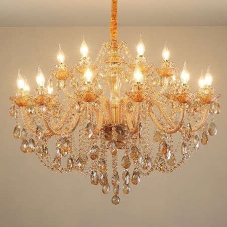 Lámpara colgante de cristal europea de lujo color coñac Lámpara colgante de cristal europea de lujo color coñac